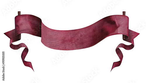 An elegant maroon ribbon banner, perfect for highlighting messages, invitations, or decorative elements in designs.