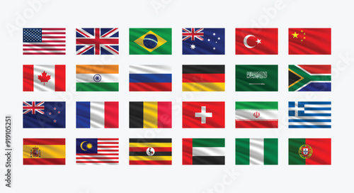 Giant Flag Collection. Set of World Country National Flag. 
