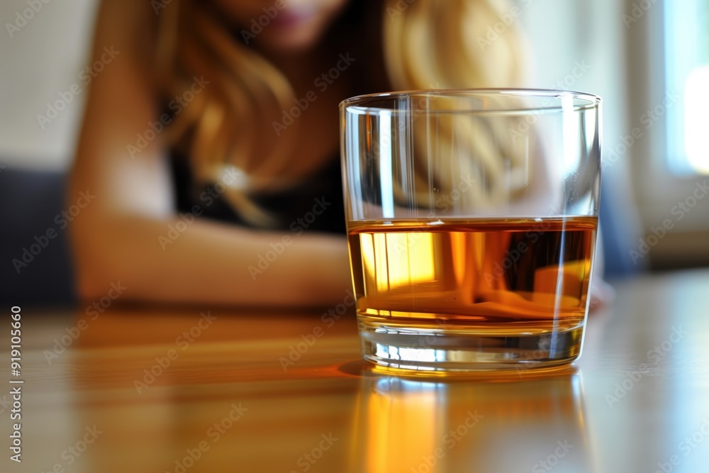 Young woman having an alcohol problem drinking whiskey alone Young woman having an alcohol problem drinking whiskey alone