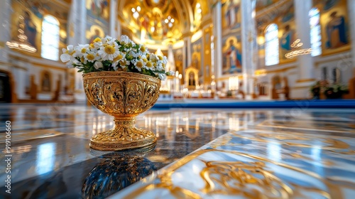 Ornate iconostasis in Eastern Orthodox church