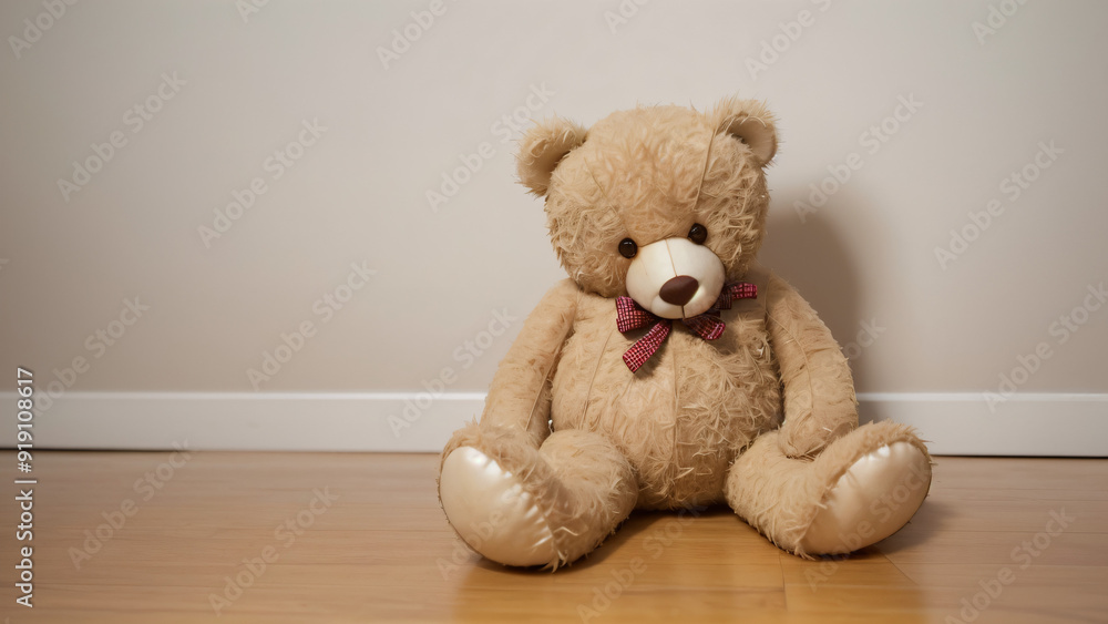Fototapeta premium a teddy bear sitting on the floor