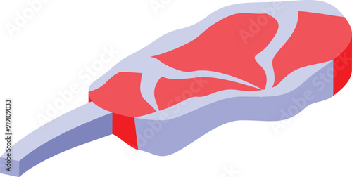 Isometric icon representing raw meat cut ready for cooking