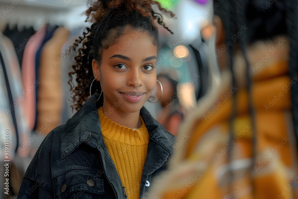 Young Woman Smiling in a Fashionable Setting Young Woman Smiling in a Fashionable Setting