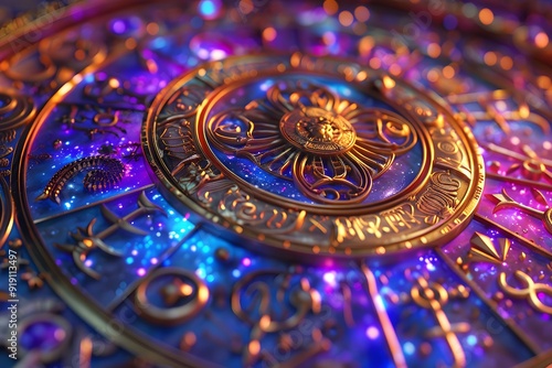 Wallpaper Mural Mystical Zodiac Wheel with Celestial Glow Torontodigital.ca