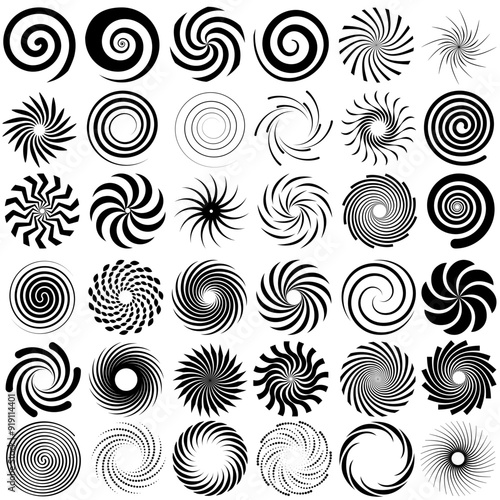 Spiral icon vector set. Volute illustration sign collection. Hypnotic Spiral symbol or logo.