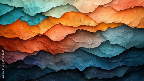 Abstract Layered Mountain Range with Deep Hues photo