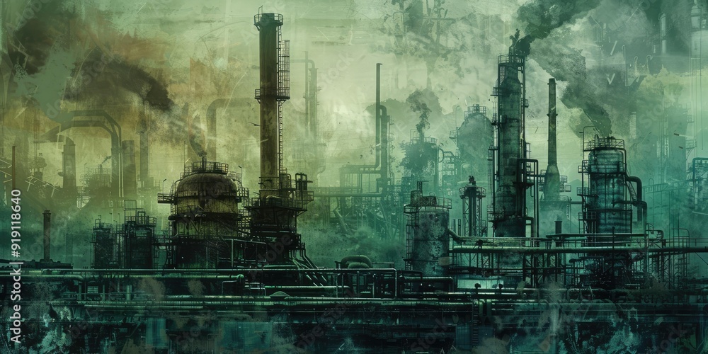Industrial landscape with smoke and haze. Industrial landscape with smoke and haze.