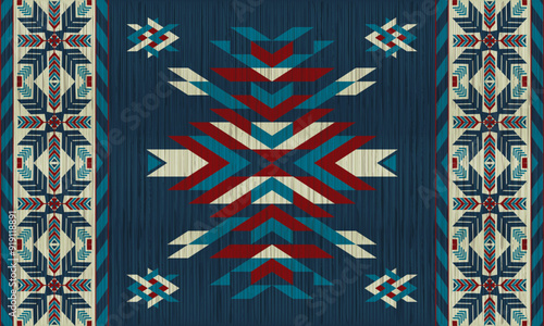 American tribal ethnic native pattern.Traditional Navajo,Aztec,Apache,Southwest and Mexican style fabric pattern.Abstract vector motifs pattern.For fabric,clothing,blanket,carpet,woven,wrap,decoration