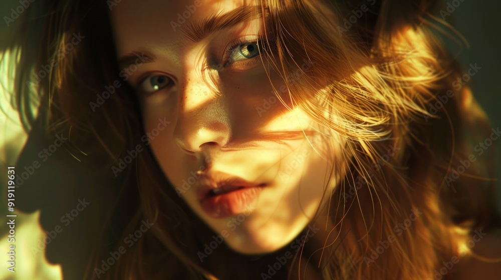 Artistic portrait of a girl with a thoughtful gaze, soft lighting. Artistic portrait of a girl with a thoughtful gaze, soft lighting.