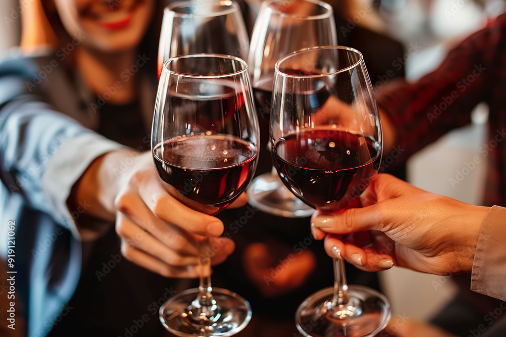 A group of people are holding up wine glasses in a celebratory manner, generative ai. A group of people are holding up wine glasses in a celebratory manner, generative ai.