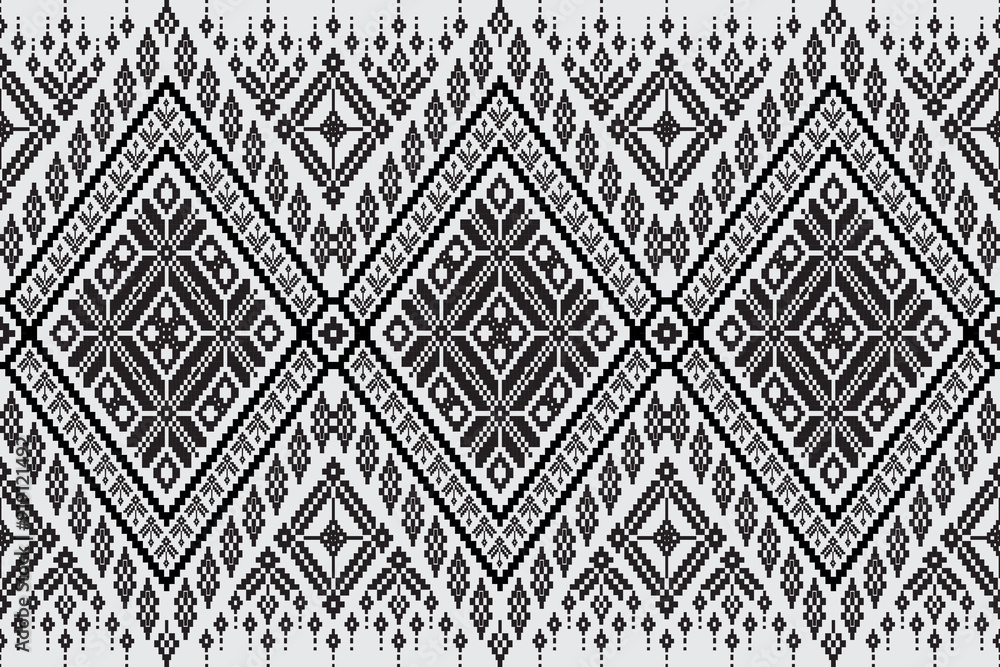 Fabric pixel abstract geometric pattern Thai stye design for clothing, fabric, background, wallpaper, wrapping, batik. Knitwear, Embroidery style. Aztec geometric art ornament print. Fabric pixel abstract geometric pattern Thai stye design for clothing, fabric, background, wallpaper, wrapping, batik. Knitwear, Embroidery style. Aztec geometric art ornament print.