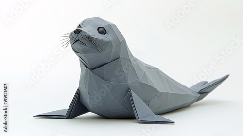 a grey seal made of paper photo