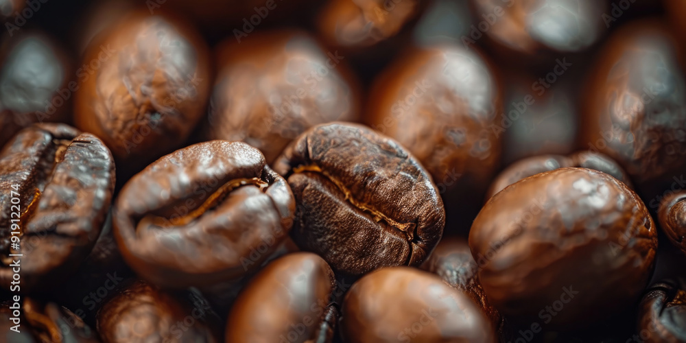 Close-up photo of roasted coffee from above. International Coffee Day 1 october Close-up photo of roasted coffee from above. International Coffee Day 1 october