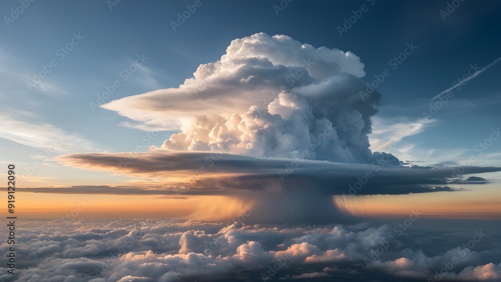 Fototapeta premium Blue sky with cloud. Cinematic nature bakcground.