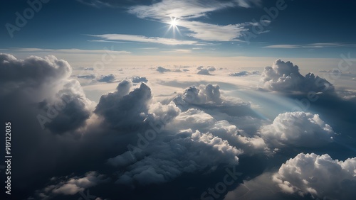 Blue sky with cloud. Cinematic nature bakcground.