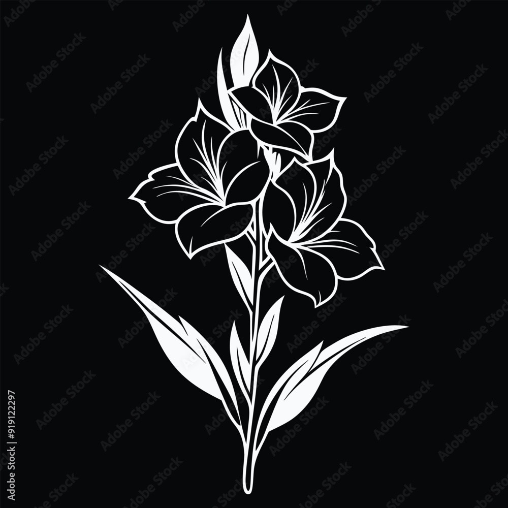 Gladiolus Flower Silhouette Vector Gladiolus Flower Silhouette Vector