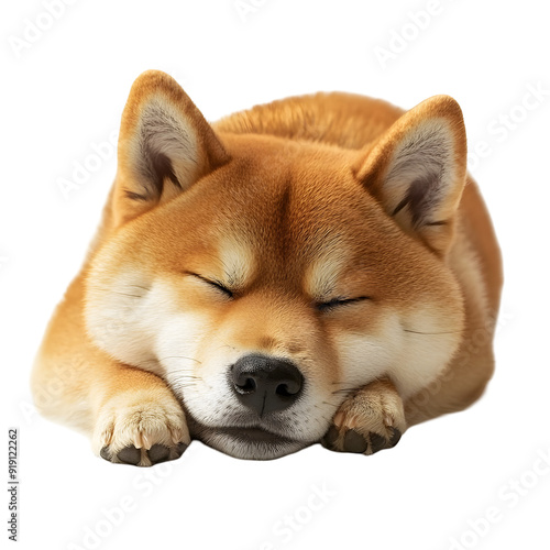 Photography of Sleeping Shiba Inu Puppy in Bright Sunshine on Plain White Background Transparent png