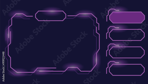 Quiz game questions or test menu choice templates with answers. Trivia contest, TV show layout with neon answer options. Four answers for knowledge exam. Vector cartoon illustration