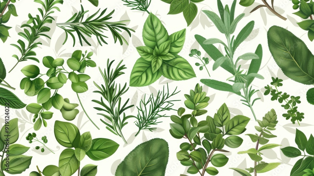 Fresh seamless pattern of garden herbs. Fresh seamless pattern of garden herbs.