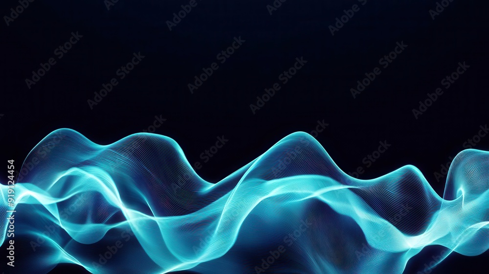 Obraz premium Electric currents forming intricate wave patterns in a dark background, representing the oscillation of modern technology