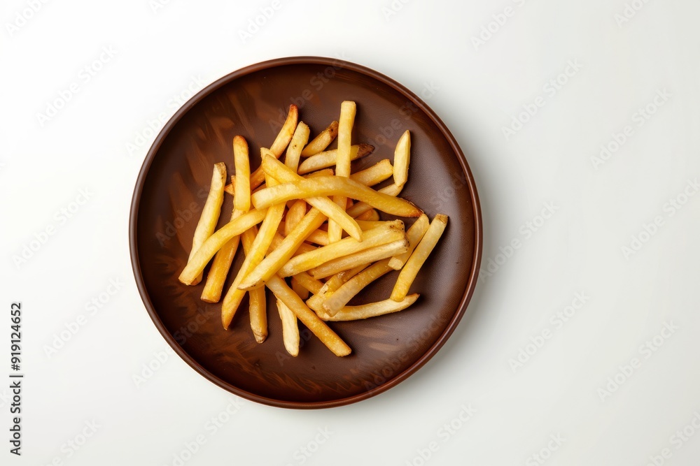 French Fries on a Brown Plate with Minimalist Presentation French Fries on a Brown Plate with Minimalist Presentation