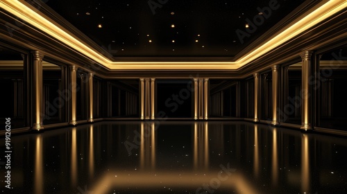 Empty elegant dark room at night with copy space