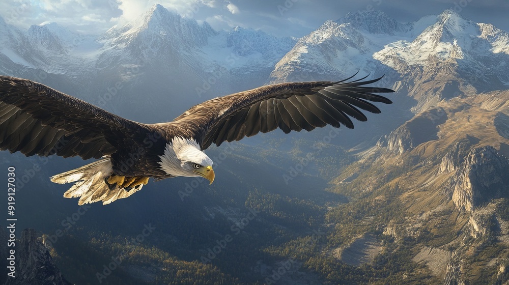 Majestic Bald Eagle Soaring Above Rugged Mountain | Wildlife Photography Majestic Bald Eagle Soaring Above Rugged Mountain | Wildlife Photography