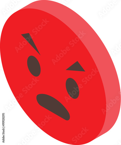 Red round emoji with a furrowed brow and a frowning mouth expressing anger and displeasure