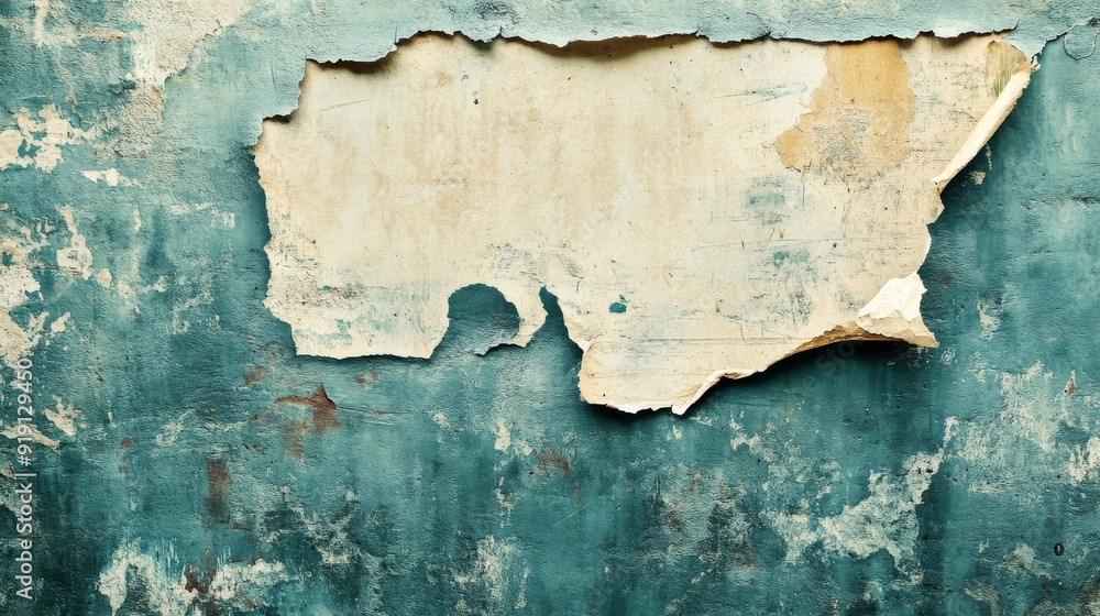 Obraz premium Vintage poster on a grunge wall with torn edges, crumpled paper texture, space for text