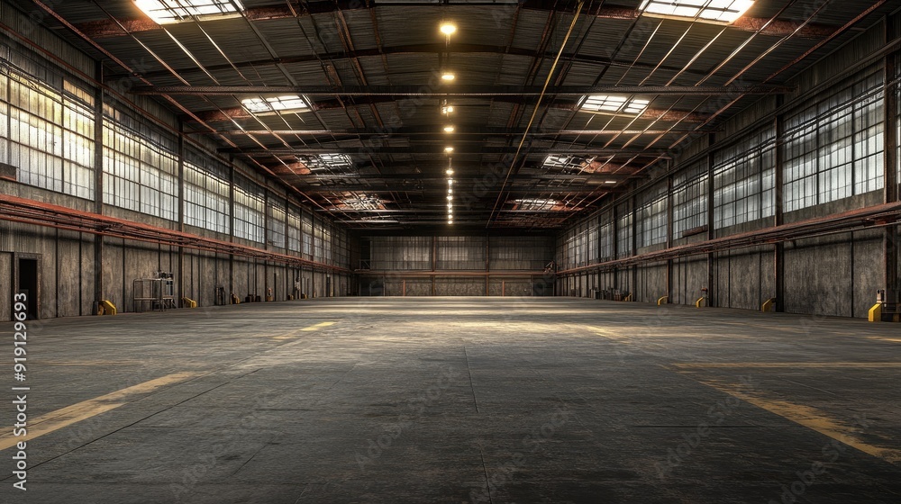 Evoking an Ambiance of Empty Warehouse with Dramatic Lighting Evoking an Ambiance of Empty Warehouse with Dramatic Lighting