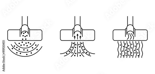 Vacuum cleaner thin icons set - powerful suction