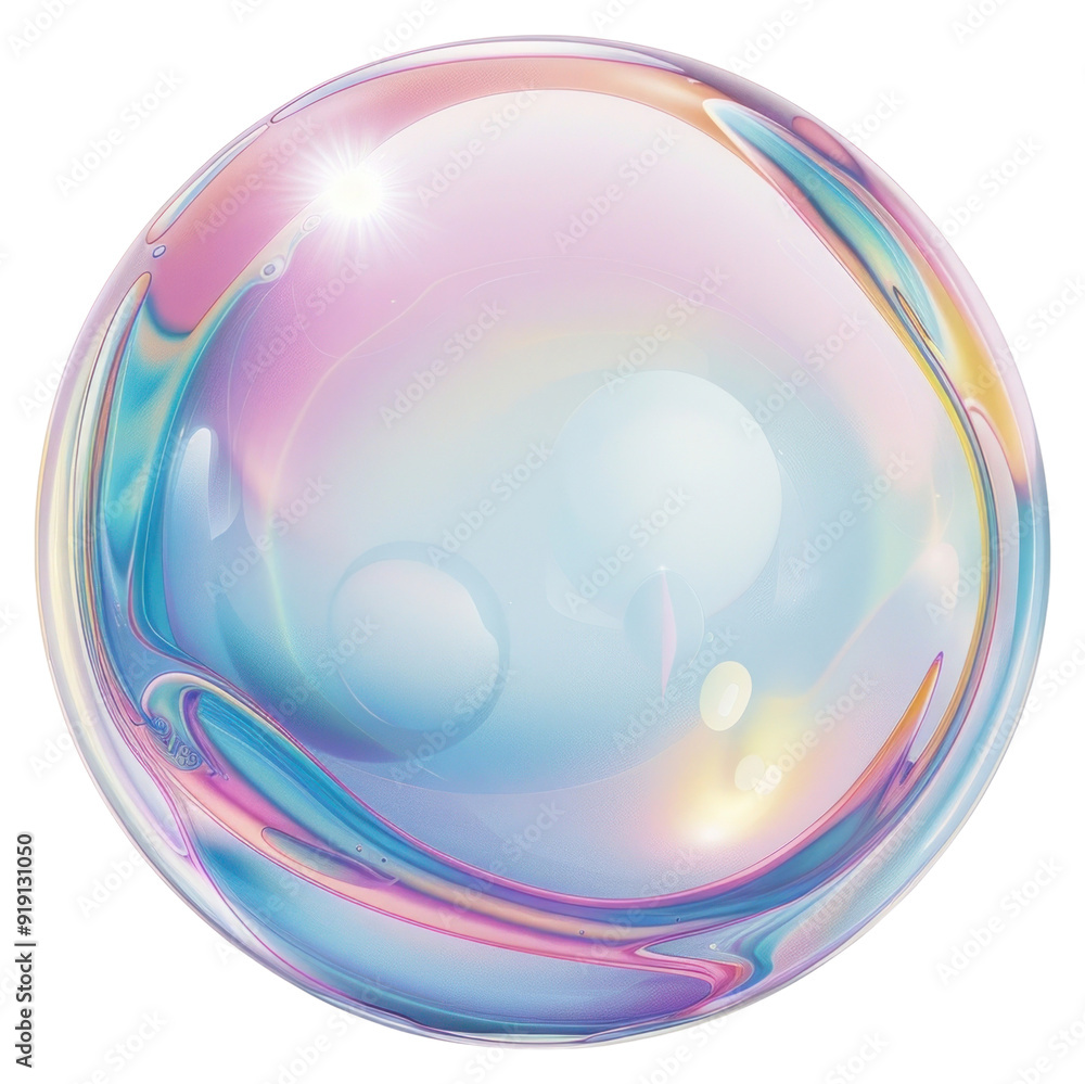 Obraz premium PNG Colorful iridescent soap bubble illustration