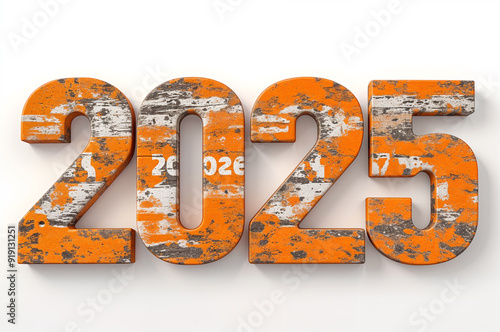 2025-Happy New Year Text 2025 3D text