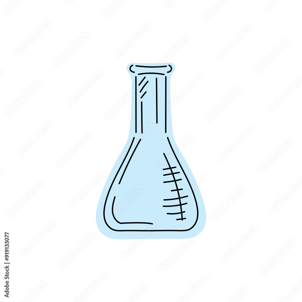 Vector flat style school Illustration. Glass flask. Back to School. The science, medicine. Vector flat style school Illustration. Glass flask. Back to School. The science, medicine.