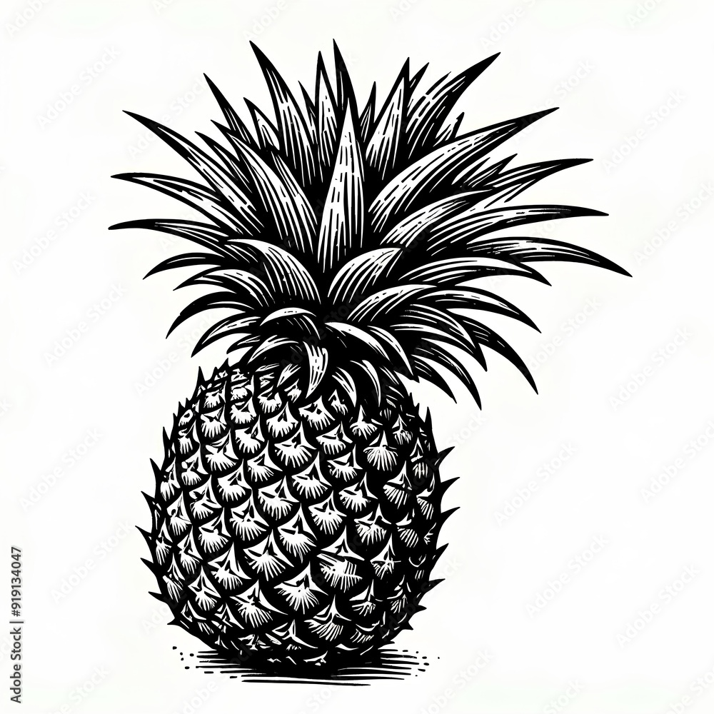 Obraz premium Pineapple line illustration.
