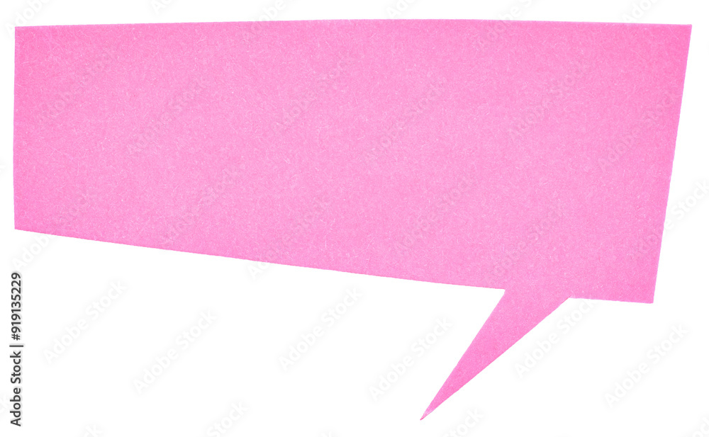 Blank cut out pink cardboard paper speech bubble of rectangular shape with copy space for text on transparent png background design element
Blank cut out pink cardboard paper speech bubble of rectangular shape with copy space for text on transparent png background design element