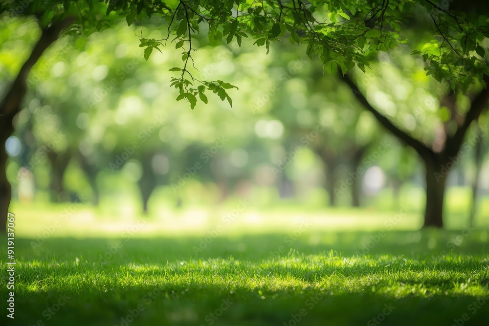 Blurred of green natural tree in park background with generative ai Blurred of green natural tree in park background with generative ai