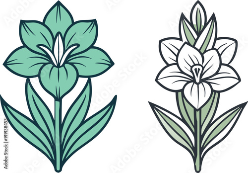 gladiolus flower silhouette vector line art icon