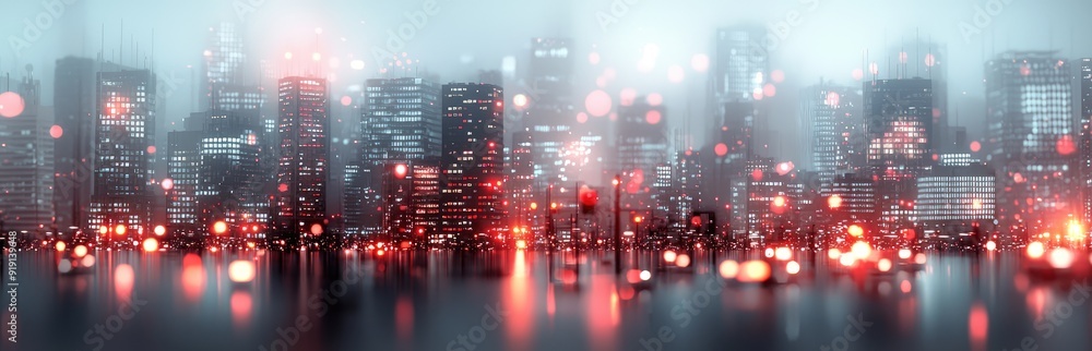Luminescent Urban Patterns: Cubic Cityscape Night Scene with Glowing Windows and Streetlights, Generative Ai Luminescent Urban Patterns: Cubic Cityscape Night Scene with Glowing Windows and Streetlights, Generative Ai