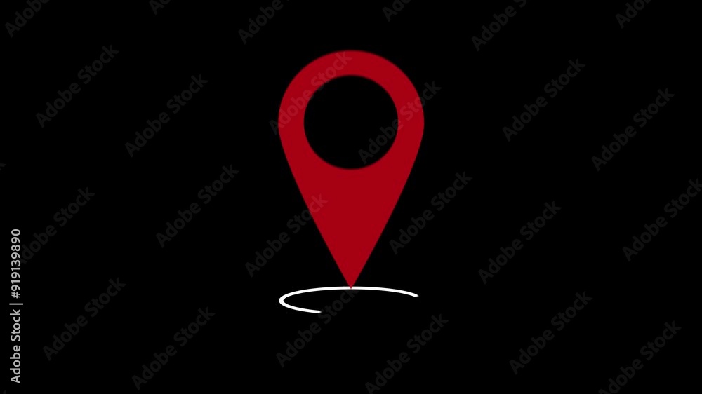 Animation of red jumping GPS location pointer on black background. 3D render of icon. Alpha channel included Animation of red jumping GPS location pointer on black background. 3D render of icon. Alpha channel included