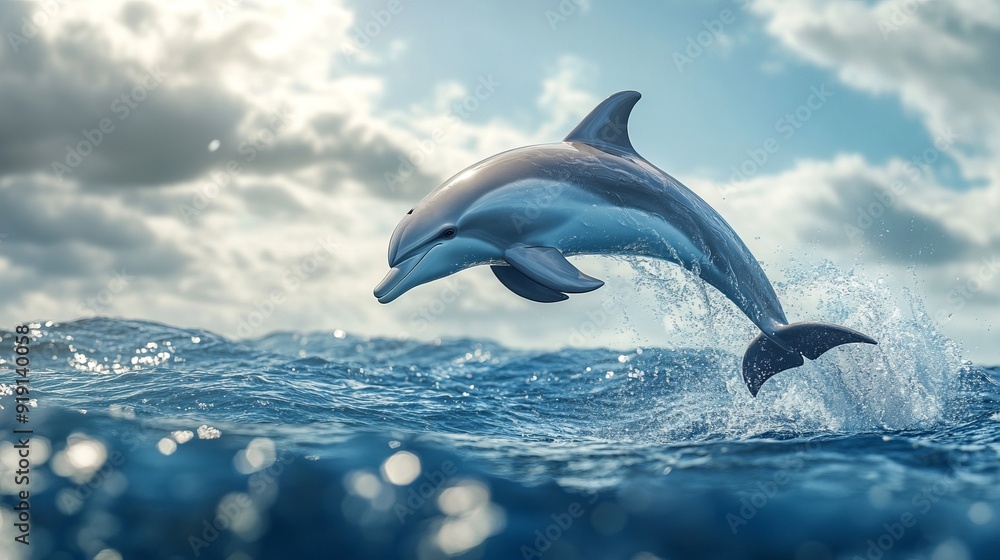 Fototapeta premium Playful Dolphin Leaps Out of the Ocean - Stunning Photo