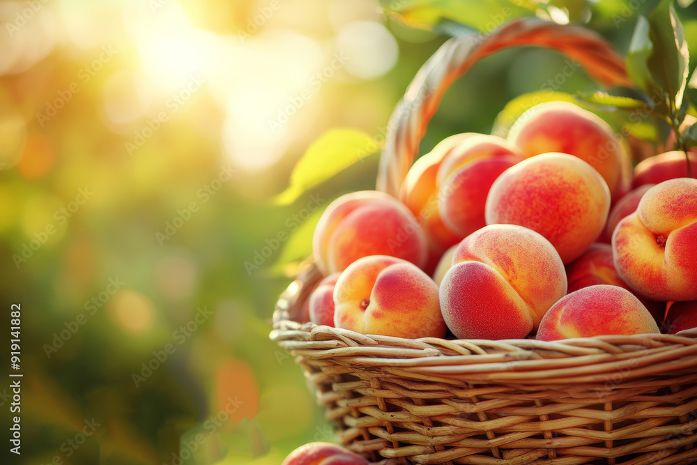 An up-close shot of ripe, fresh peaches in a basket, with a soft focus background highlighting their vibrant colors. An up-close shot of ripe, fresh peaches in a basket, with a soft focus background highlighting their vibrant colors.