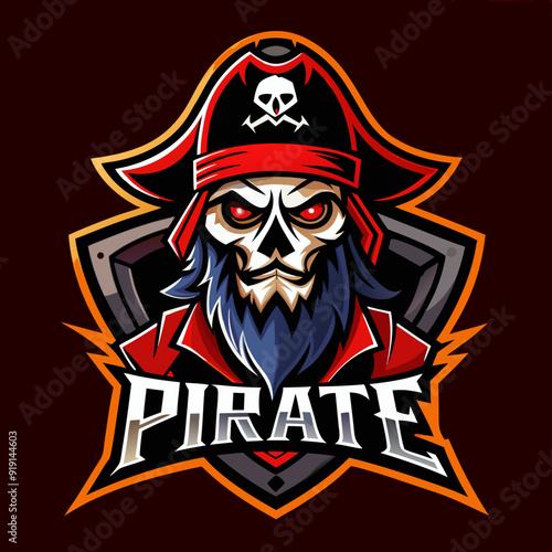 Pirate mascot esport game logo illustration for sport game team