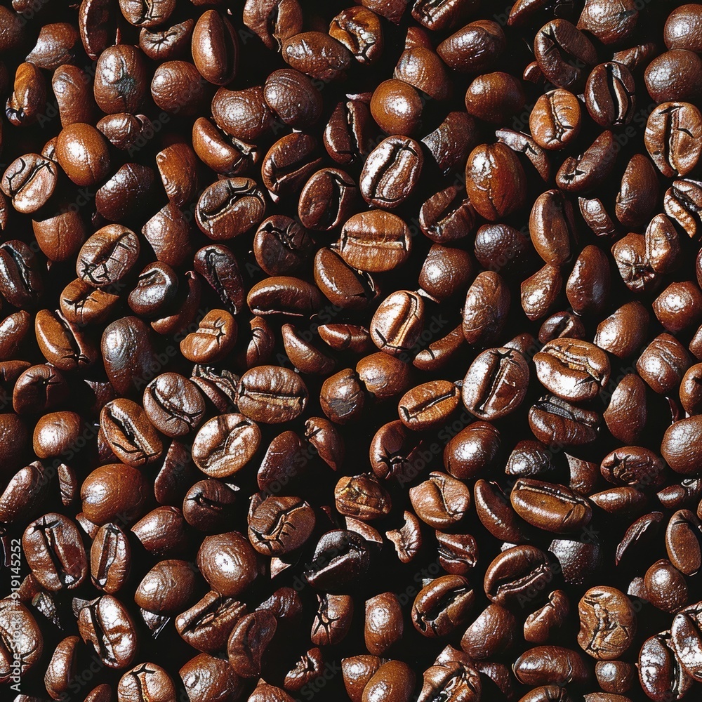 Fototapeta premium Coffee Beans, Realistic Coffee Beans Background, Seamless Coffee Beans Pattern