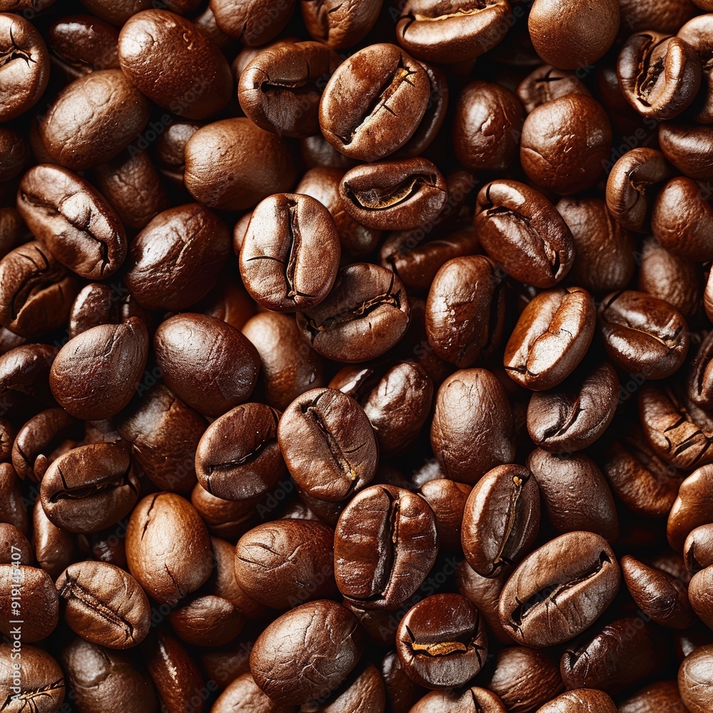 Fototapeta premium Coffee Beans, Realistic Coffee Beans Background, Seamless Coffee Beans Pattern