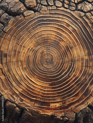Close-up of Tree Growth Rings Showing Natural Patterns | Spiral Tree Stump Growth Circles | Passage of Time | Nature's Life Cycle | Organic Texture Background