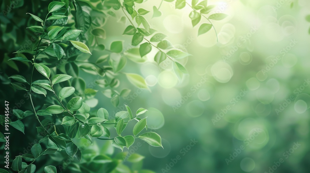 Fototapeta premium A tranquil green background with soft, out-of-focus foliage, subtle gradients, and a sense of freshness and vitality, perfect for nature-inspired designs