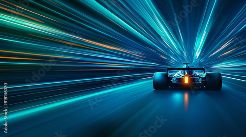 Side view of an F1 car at top speed on a straight, with safety features like the halo and energyabsorbing zones highlighted, F1, speed, technology