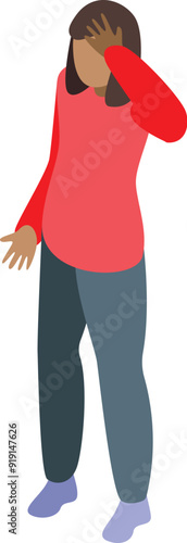 Young woman is covering her face with her hand, expressing shame or disappointment