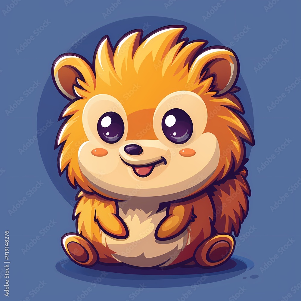 Cute cartoon hedgehog with big eyes and fluffy orange fur, smiling joyfully. Cute cartoon hedgehog with big eyes and fluffy orange fur, smiling joyfully.